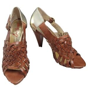 Miss Sixty Brown and Gold Heals Size 6